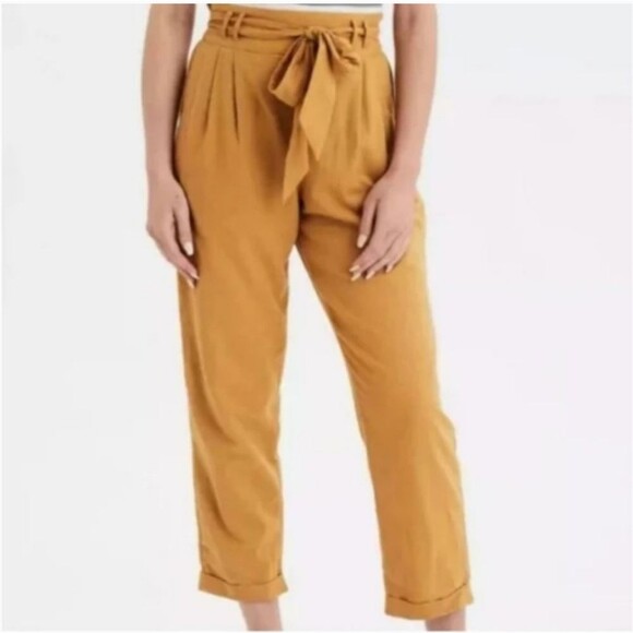 American Eagle Outfitters Pants - American Eagle Outfitters AEO Mustard Yellow Cotton Linen Blend Comfy Pants XS